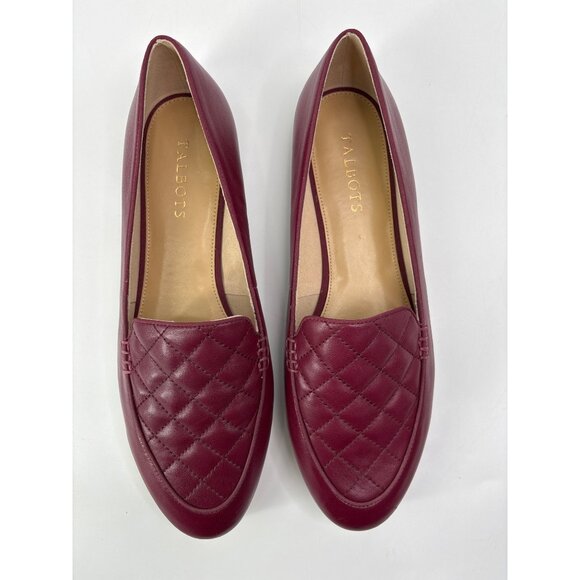 Talbots Ryan Quilted Leather Loafer Flat Shoe Burgundy Wine Red Size 11 - Picture 5 of 7